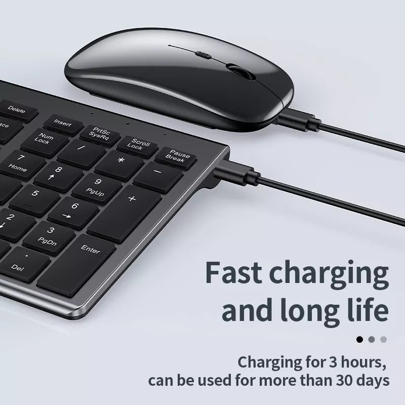 2.4G Wireless Rechargeable Keyboard & Mouse Combo – Silent, Slim, and Ergonomic Design