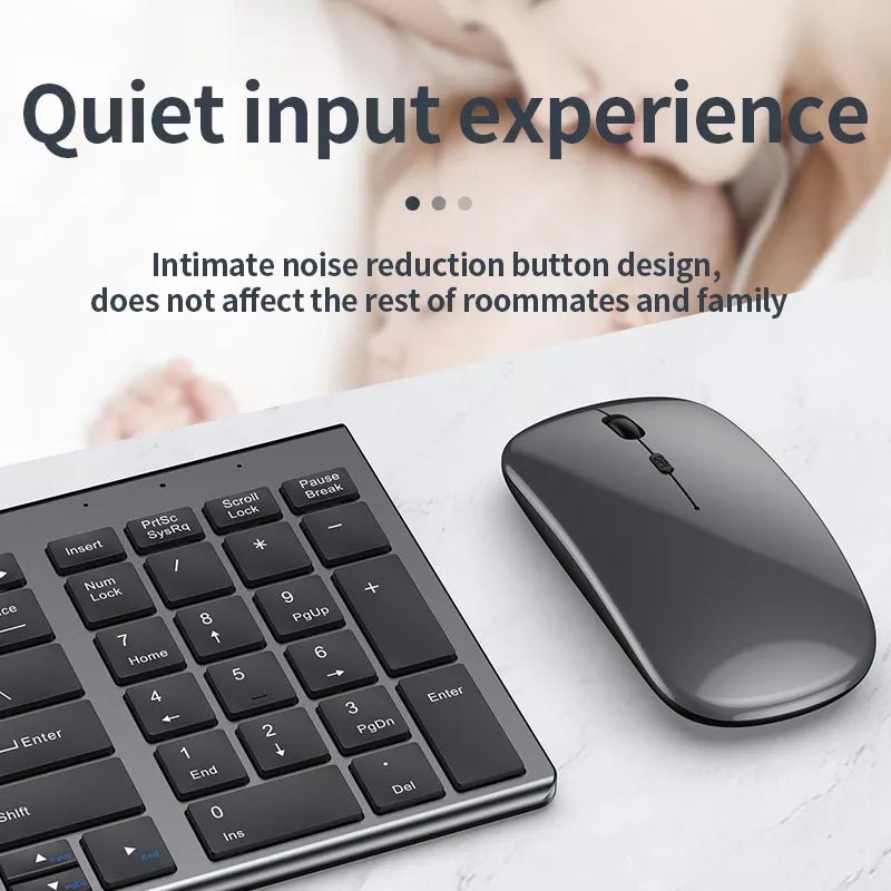 2.4G Wireless Rechargeable Keyboard & Mouse Combo – Silent, Slim, and Ergonomic Design