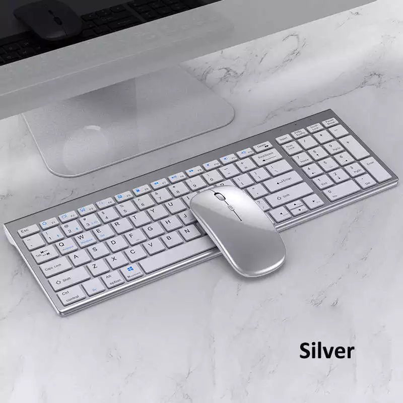 2.4G Wireless Rechargeable Keyboard & Mouse Combo – Silent, Slim, and Ergonomic Design